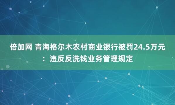 倍加网 青海格尔木农村商业银行被罚24.5万元：违反反洗钱业务管理规定